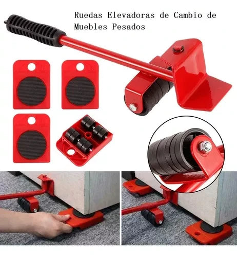 Kit Soporte para Levantar y Mover Muebles Pesados con 5 Piezas